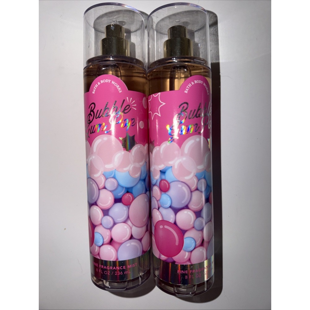 Bath & Body Works Bubble Gum Pop Fine Fragrance Mist 8oz Set‎ of 2 New